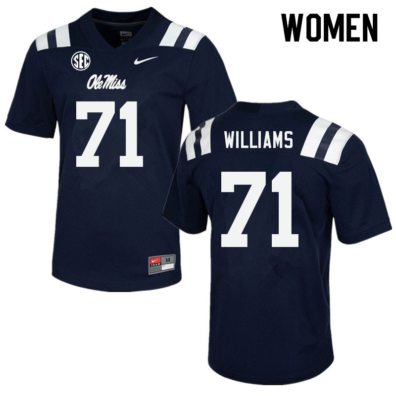 Women #71 Jayden Williams Ole Miss Rebels College Football Jerseys Sale-Navy